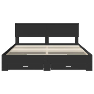 vidaXL Bed Frame with Headboard Black 180 x 200 cm Engineered Wood