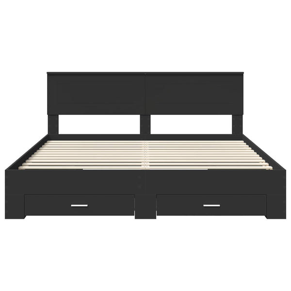 vidaXL Bed Frame with Headboard Black 180 x 200 cm Engineered Wood