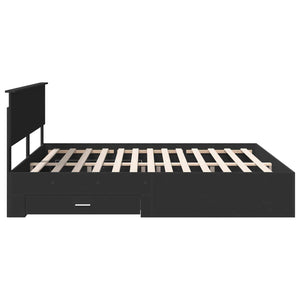 vidaXL Bed Frame with Headboard Black 180 x 200 cm Engineered Wood