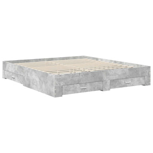 vidaXL Bed Frame with Headboard Concrete Grey 180 x 200 cm Engineered Wood