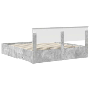 vidaXL Bed Frame with Headboard Concrete Grey 180 x 200 cm Engineered Wood