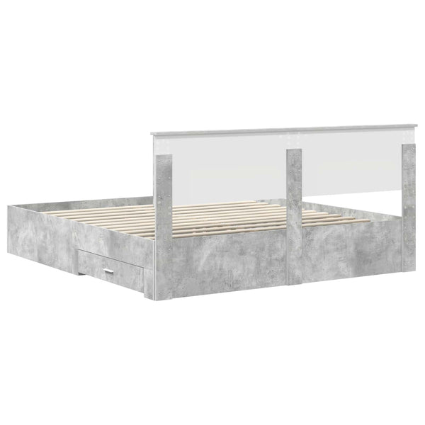 vidaXL Bed Frame with Headboard Concrete Grey 180 x 200 cm Engineered Wood