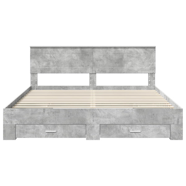 vidaXL Bed Frame with Headboard Concrete Grey 180 x 200 cm Engineered Wood