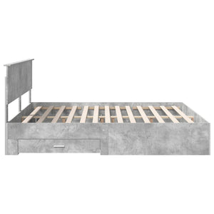 vidaXL Bed Frame with Headboard Concrete Grey 180 x 200 cm Engineered Wood