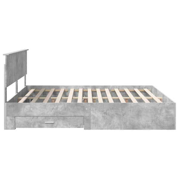 vidaXL Bed Frame with Headboard Concrete Grey 180 x 200 cm Engineered Wood