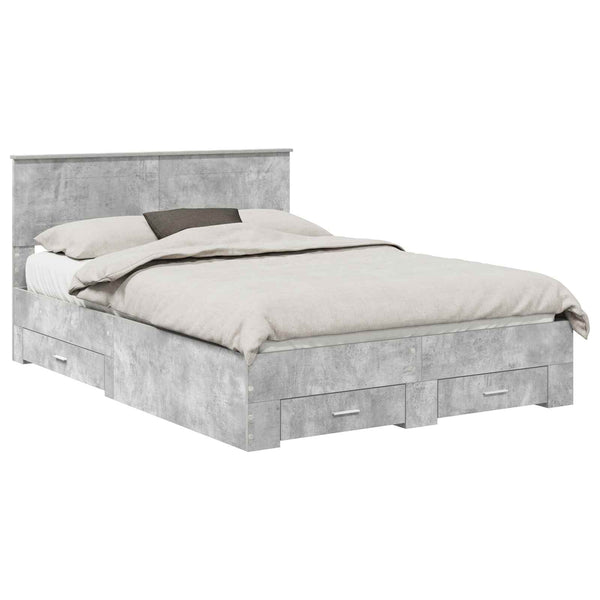 vidaXL Bed Frame with Headboard Concrete Grey 160 x 200 cm Engineered Wood
