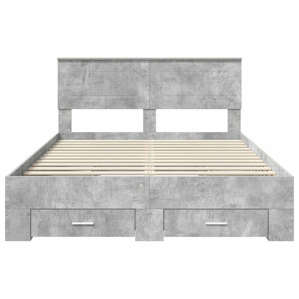 vidaXL Bed Frame with Headboard Concrete Grey 160 x 200 cm Engineered Wood
