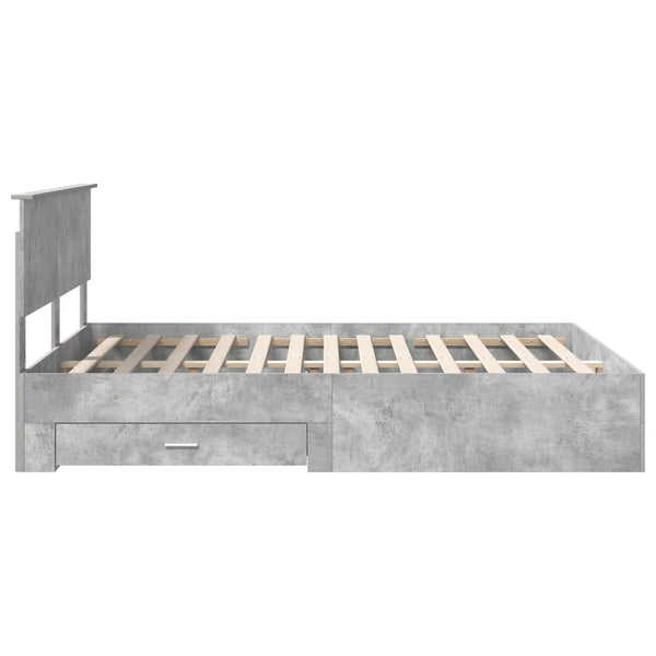 vidaXL Bed Frame with Headboard Concrete Grey 160 x 200 cm Engineered Wood