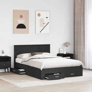 vidaXL Bed Frame Black and Silver 150 x 200 cm Engineered Wood