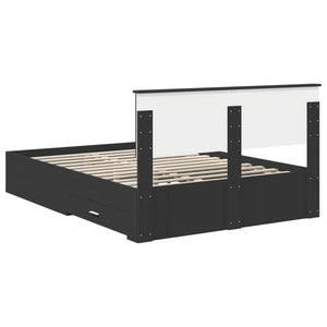 vidaXL Bed Frame Black and Silver 150 x 200 cm Engineered Wood