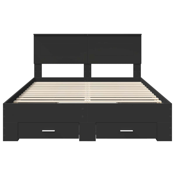 vidaXL Bed Frame Black and Silver 150 x 200 cm Engineered Wood