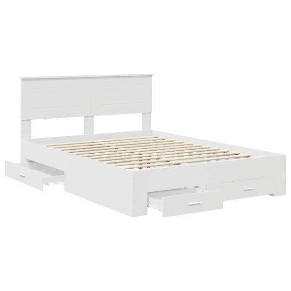 vidaXL Bed Frame with Headboard White 140 x 190 cm Engineered Wood