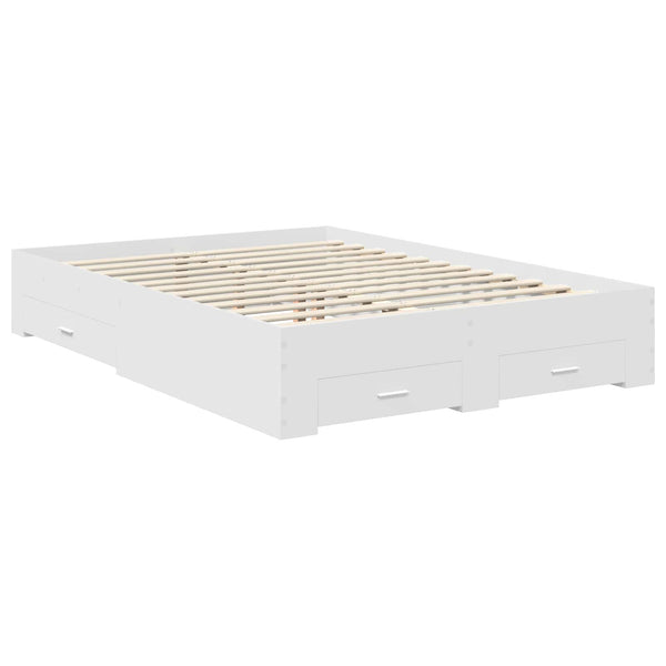 vidaXL Bed Frame with Headboard White 140 x 190 cm Engineered Wood