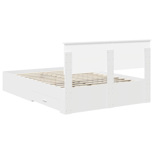 vidaXL Bed Frame with Headboard White 140 x 190 cm Engineered Wood