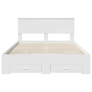 vidaXL Bed Frame with Headboard White 140 x 190 cm Engineered Wood