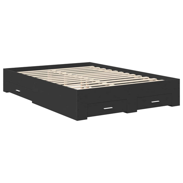 vidaXL Bed Frame with Headboard Black 140 x 190 cm Engineered Wood