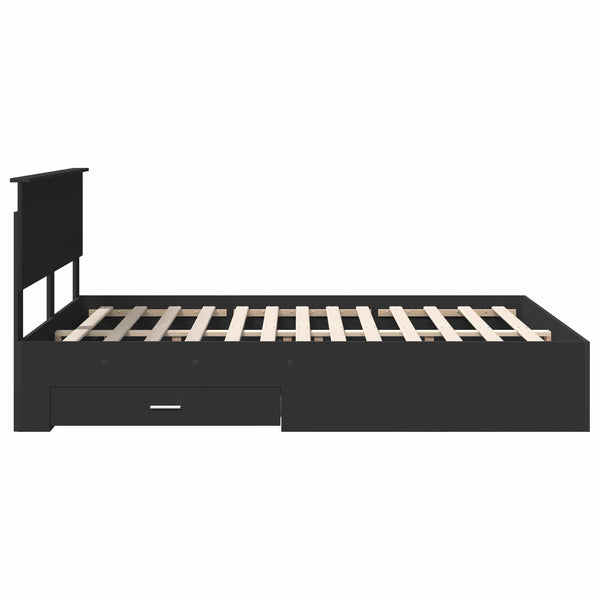 vidaXL Bed Frame with Headboard Black 140 x 190 cm Engineered Wood