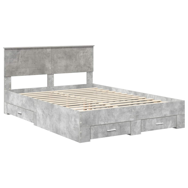 vidaXL Bed Frame with Headboard Concrete Gray 140 x 190 cm Engineered Wood