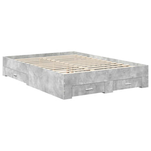 vidaXL Bed Frame with Headboard Concrete Gray 140 x 190 cm Engineered Wood
