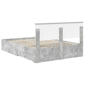 vidaXL Bed Frame with Headboard Concrete Gray 140 x 190 cm Engineered Wood