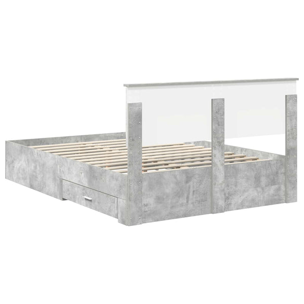 vidaXL Bed Frame with Headboard Concrete Gray 140 x 190 cm Engineered Wood