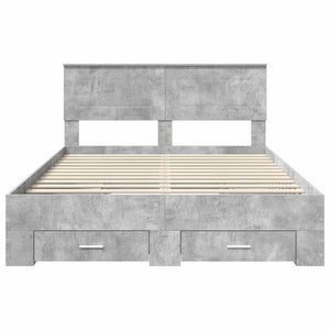 vidaXL Bed Frame with Headboard Concrete Gray 140 x 190 cm Engineered Wood