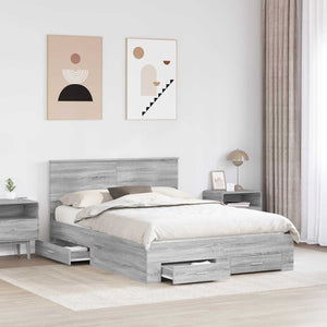 vidaXL Bed Frame Grey Sonoma 140 x 190 cm Engineered Wood