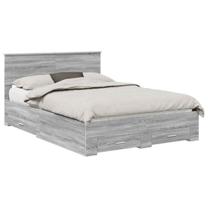 vidaXL Bed Frame Grey Sonoma 140 x 190 cm Engineered Wood