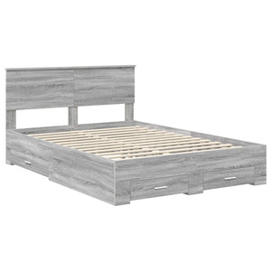 vidaXL Bed Frame Grey Sonoma 140 x 190 cm Engineered Wood