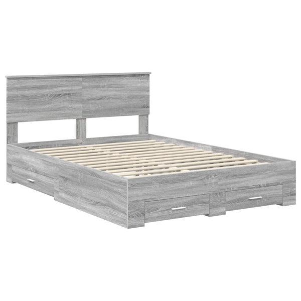 vidaXL Bed Frame Grey Sonoma 140 x 190 cm Engineered Wood