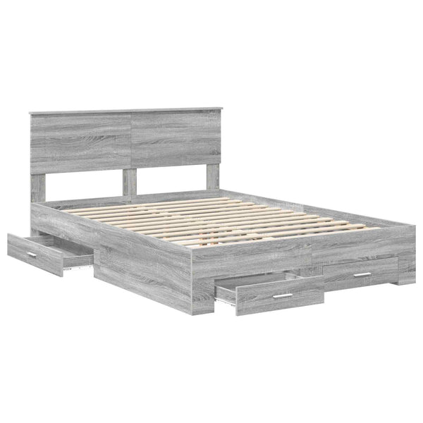 vidaXL Bed Frame Grey Sonoma 140 x 190 cm Engineered Wood