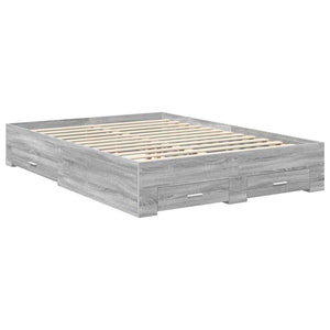 vidaXL Bed Frame Grey Sonoma 140 x 190 cm Engineered Wood