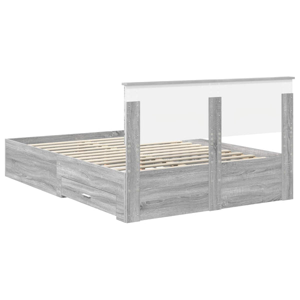 vidaXL Bed Frame Grey Sonoma 140 x 190 cm Engineered Wood