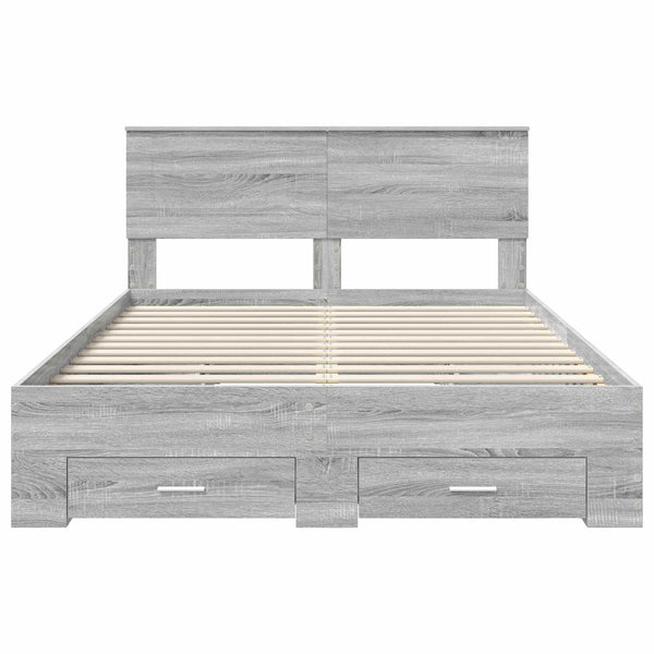 vidaXL Bed Frame Grey Sonoma 140 x 190 cm Engineered Wood
