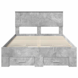vidaXL Bed Frame with Headboard Concrete Grey 135 x 190 cm Engineered Wood