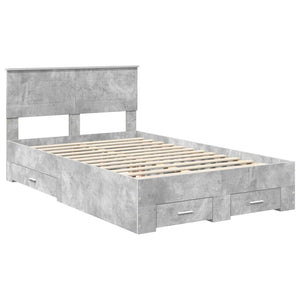 vidaXL Bed Frame with Headboard Concrete Grey 120 x 190 cm Engineered Wood