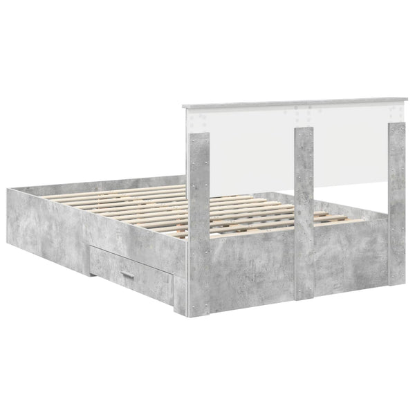 vidaXL Bed Frame with Headboard Concrete Grey 120 x 190 cm Engineered Wood
