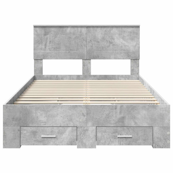 vidaXL Bed Frame with Headboard Concrete Grey 120 x 190 cm Engineered Wood