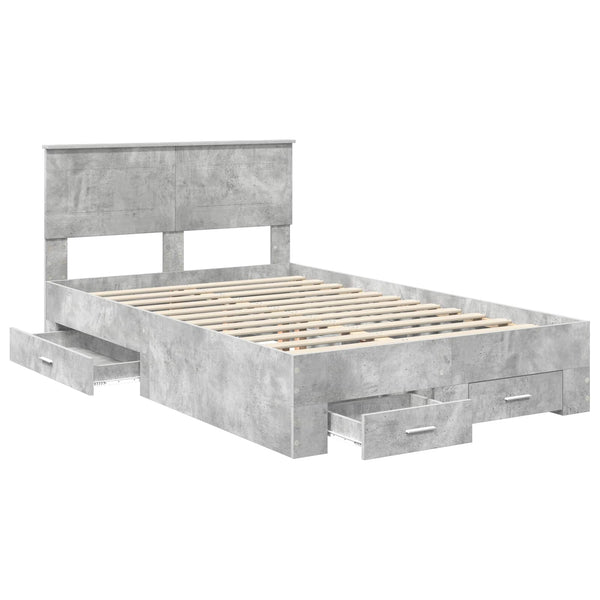 vidaXL Bed Frame with Headboard Concrete Grey 120 x 200 cm Engineered Wood