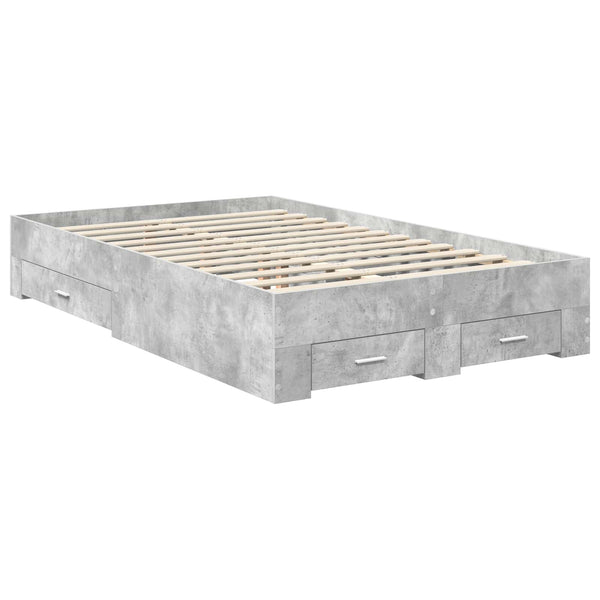 vidaXL Bed Frame with Headboard Concrete Grey 120 x 200 cm Engineered Wood