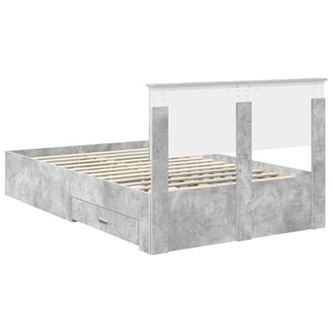 vidaXL Bed Frame with Headboard Concrete Grey 120 x 200 cm Engineered Wood