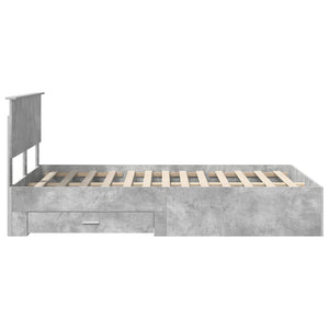 vidaXL Bed Frame with Headboard Concrete Grey 120 x 200 cm Engineered Wood