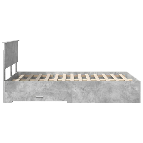vidaXL Bed Frame with Headboard Concrete Grey 120 x 200 cm Engineered Wood