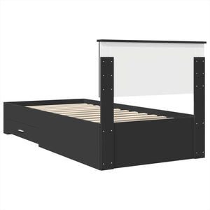 vidaXL Bed Frame Black and Silver 100 x 200 cm Engineered Wood