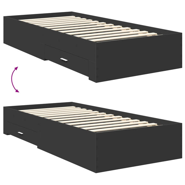 vidaXL Bed Frame Black and Silver 100 x 200 cm Engineered Wood