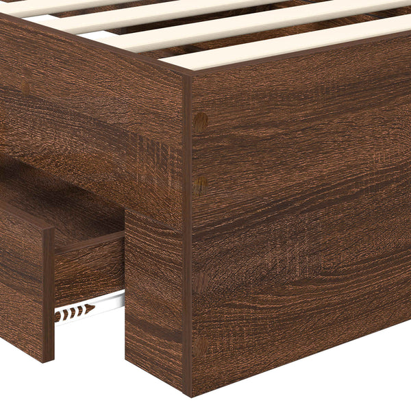vidaXL Bed Frame Brown Oak and Silver 100 x 200 cm Engineered Wood