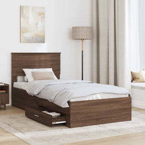 vidaXL Bed Frame Brown Oak and Silver 100 x 200 cm Engineered Wood