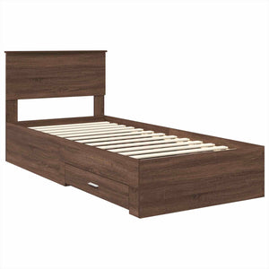 vidaXL Bed Frame Brown Oak and Silver 100 x 200 cm Engineered Wood