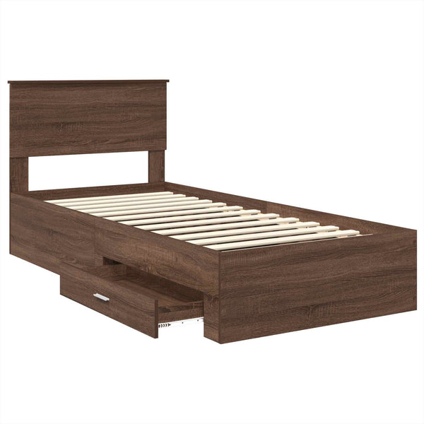 vidaXL Bed Frame Brown Oak and Silver 100 x 200 cm Engineered Wood