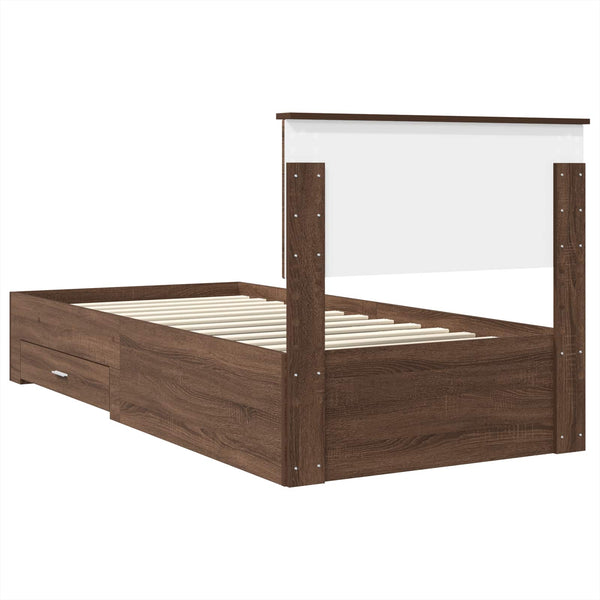 vidaXL Bed Frame Brown Oak and Silver 100 x 200 cm Engineered Wood